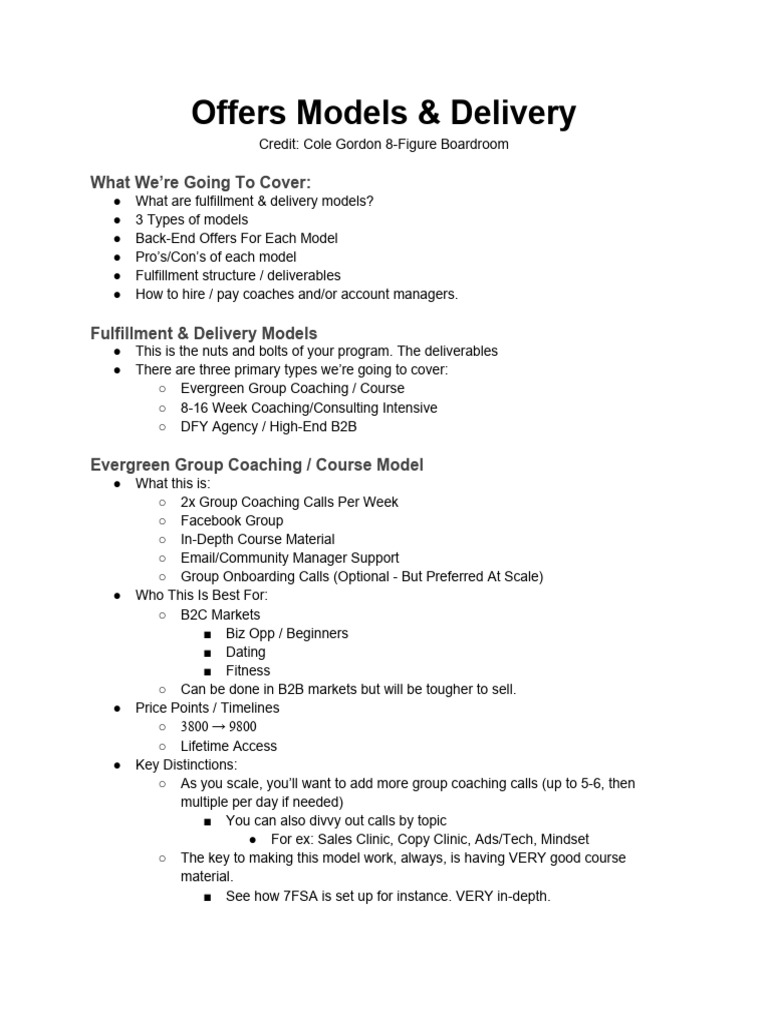 Offers Models & Delivery | PDF | Marketing | Business