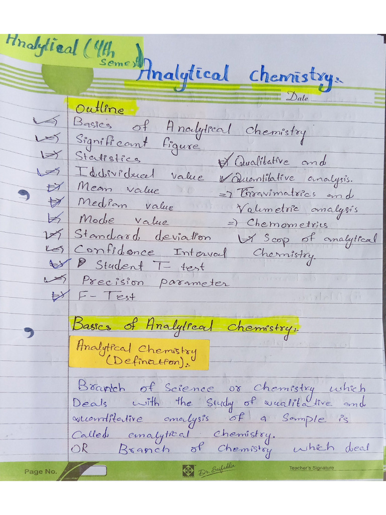 Analytical Chemistry Notes | PDF