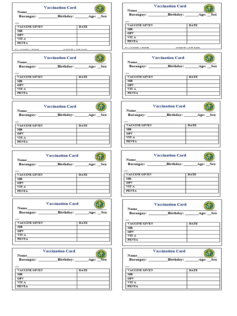 Vaccination Card Template PDF | PDF