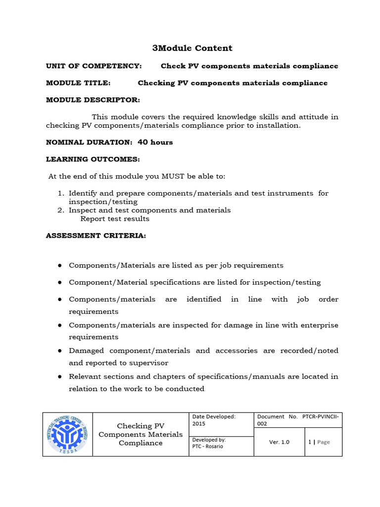 Check PV Componentsmaterials Compliancev 01182016 | PDF | Photovoltaics ...