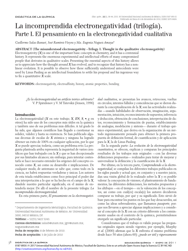 La incomprendida electronegatividad | PDF | Enlace químico | Química