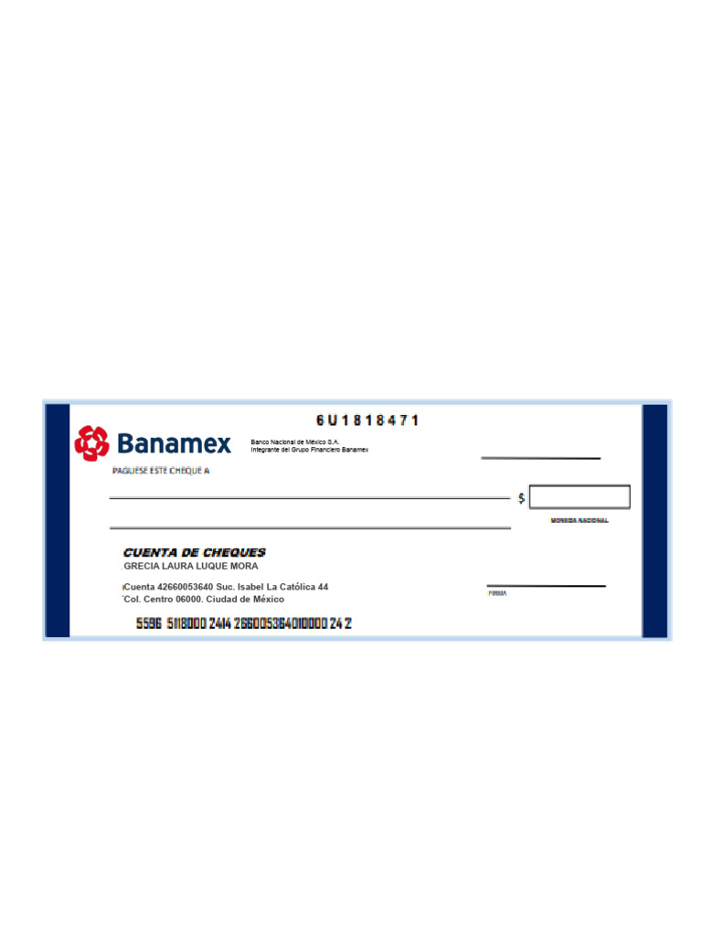 Cómo llenar un cheque Banamex | PDF
