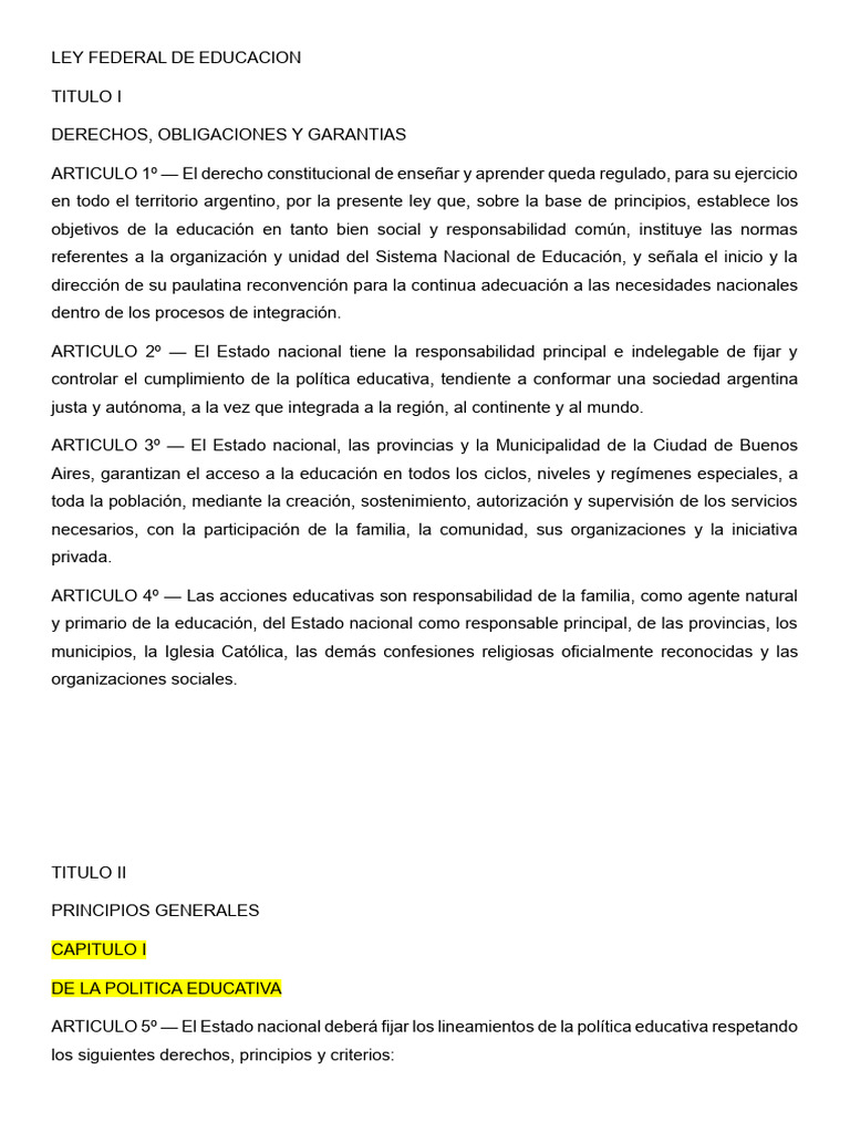 Ley Federal de Educacion | PDF | Educación de la primera infancia ...
