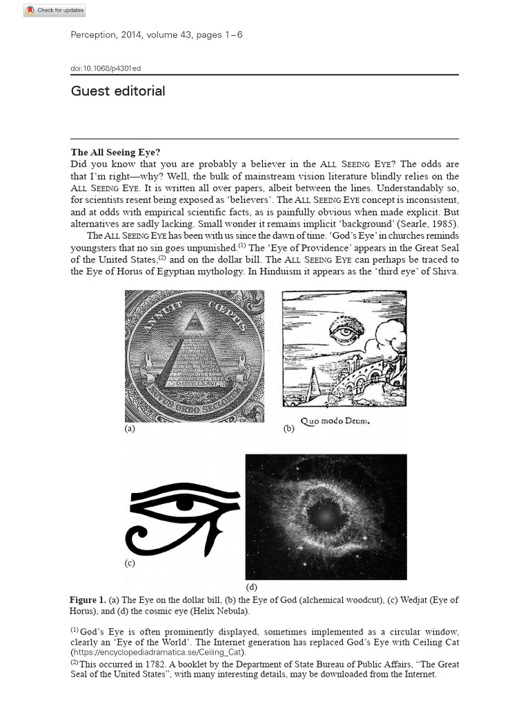 Guest Editorial: The All Seeing Eye? | PDF | Perception | Science