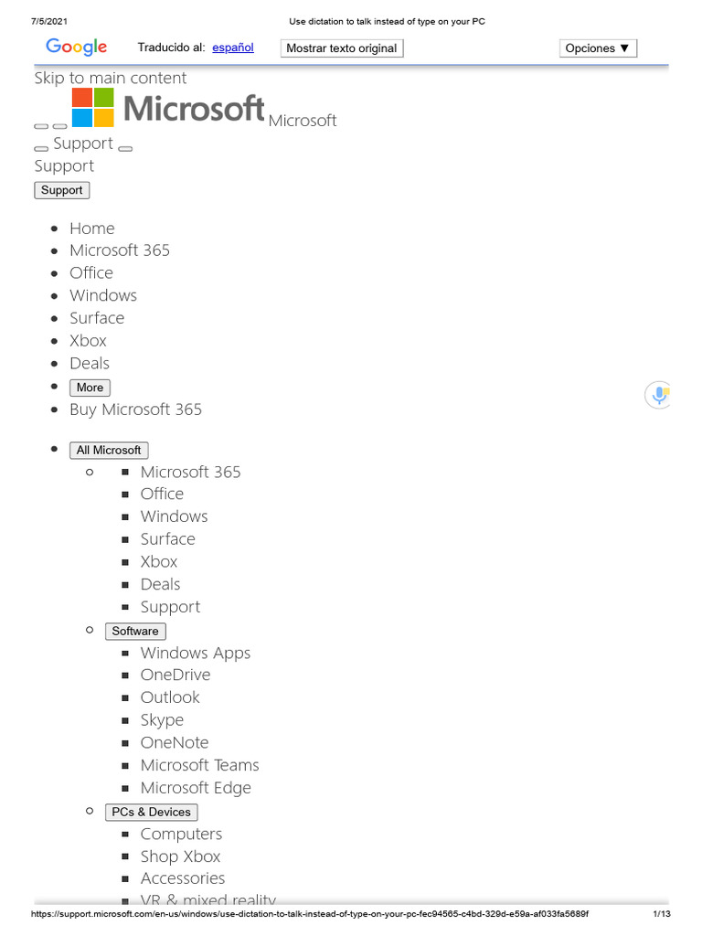 Windows 10 Dictation Guide | PDF | Microsoft Office | Microsoft