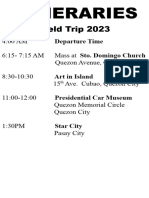 Itineraries Draft 1