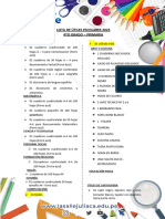 Lista de Útiles Escolares 4to - 2023