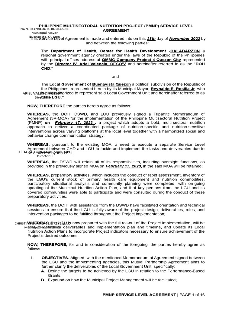 Ok Service Level Agreement PMNP | PDF | Information | Capacity Building