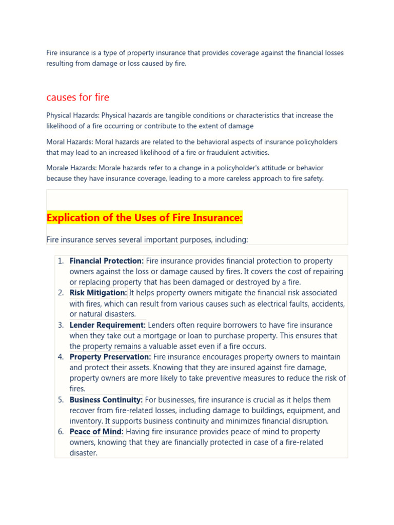 Understanding Fire Insurance Basics | PDF | Reinsurance | Insurance