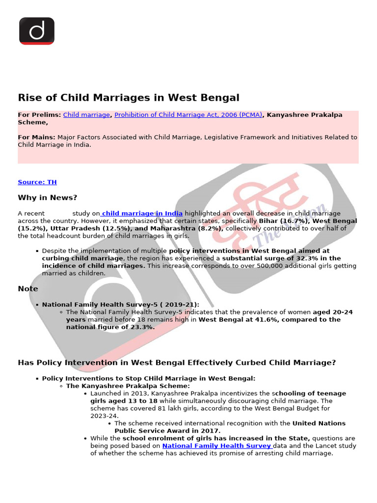 Rise of Child Marriages in West Bengal: Child Marriage Prohibition of ...
