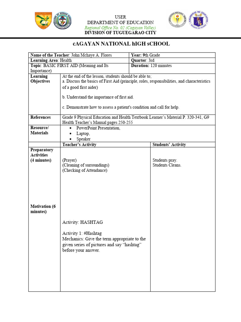 Dlp Health Basic First Aid Pdf First Aid Learning