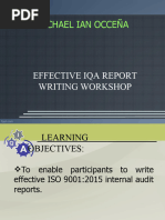 Effective IQA Report Writing Workshop-9001-2015