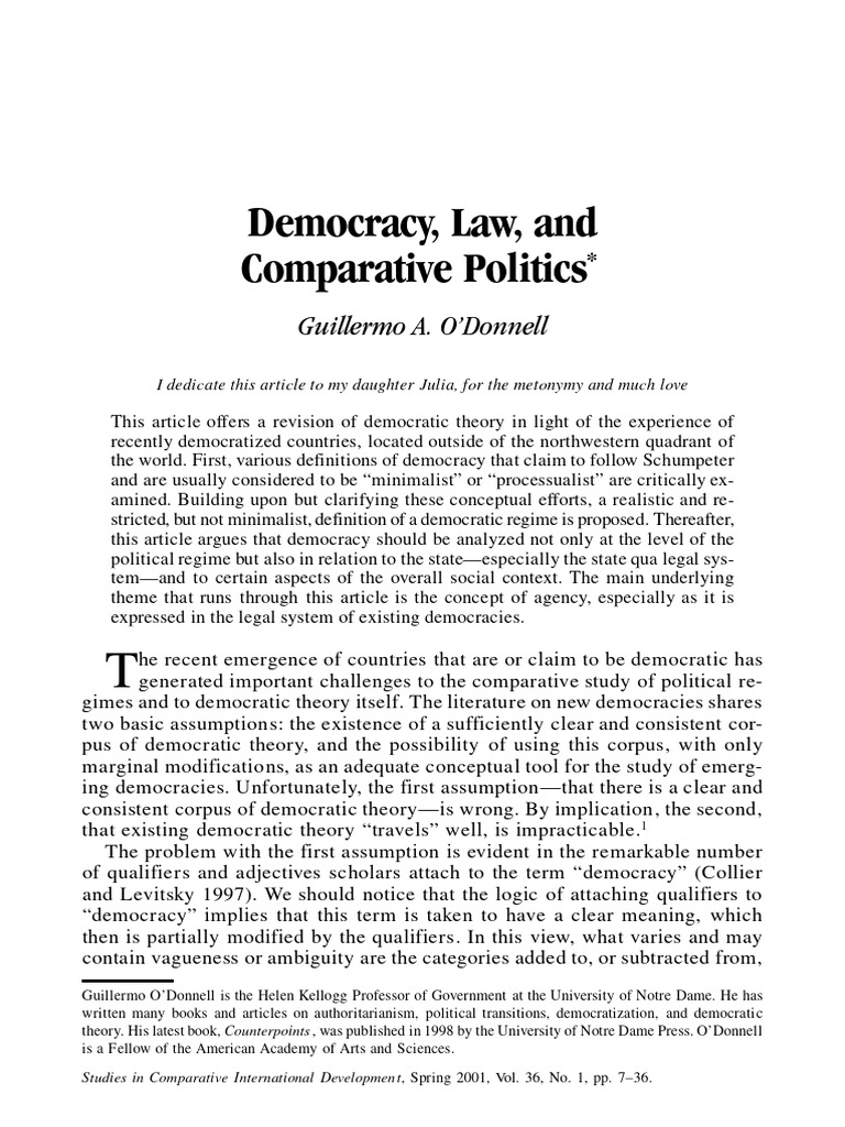 Democracy, Law, and Comparative Politics | PDF | Elections | Democracy