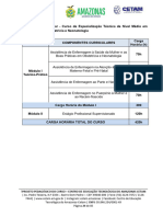 Matriz curricular Espec Enfer Obst Neo