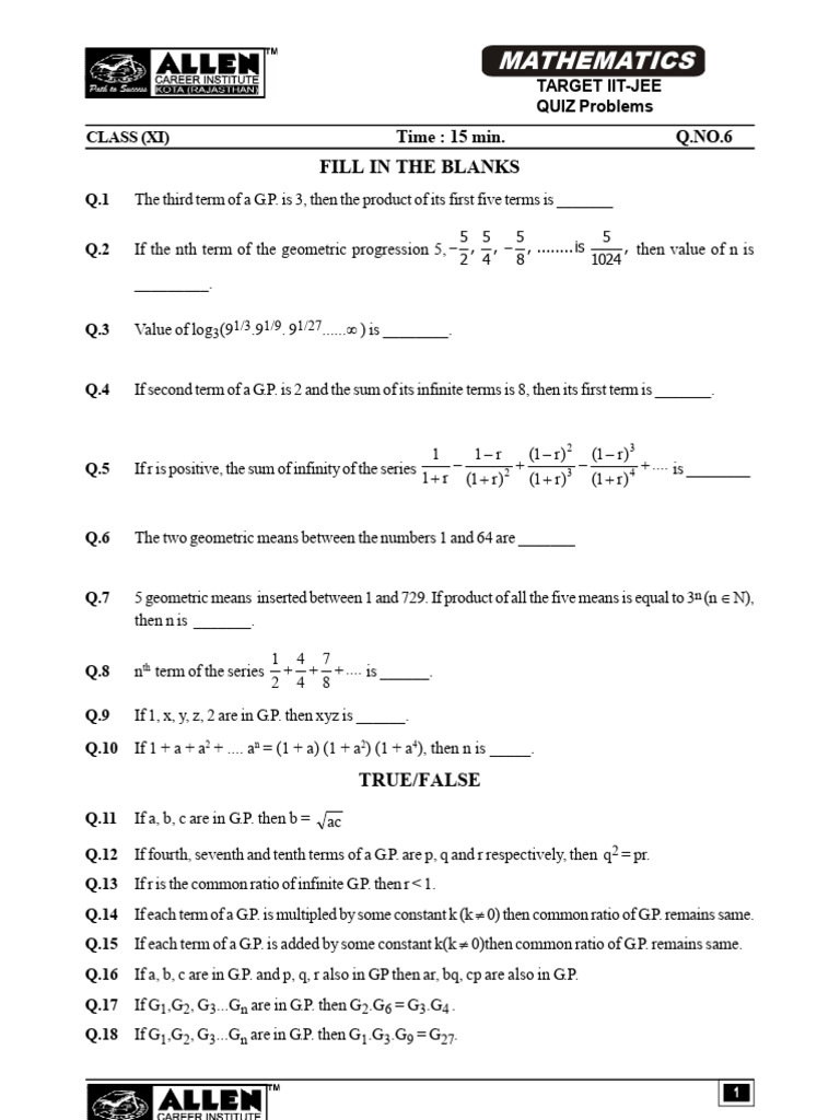 Mathematics: Fill in The Blanks | PDF | Mathematics | Mathematical Concepts