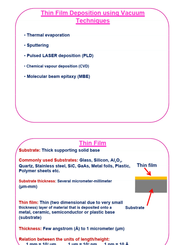 Thin Film Deposition Techniques Overview | PDF | Thin Film | Chemical ...