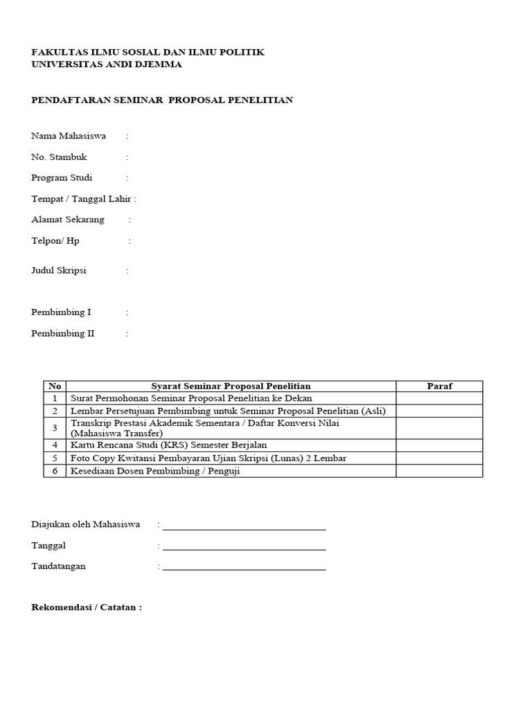 Permohonan Seminar Proposal Pdf