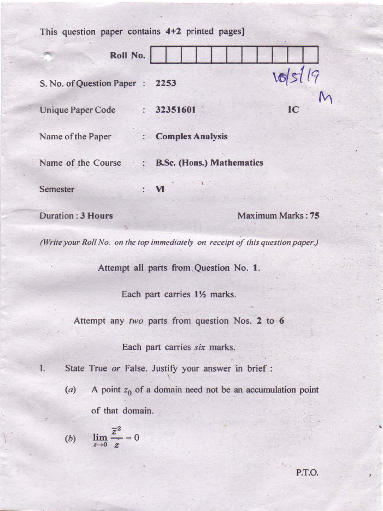 2019 Complex Analysis | PDF