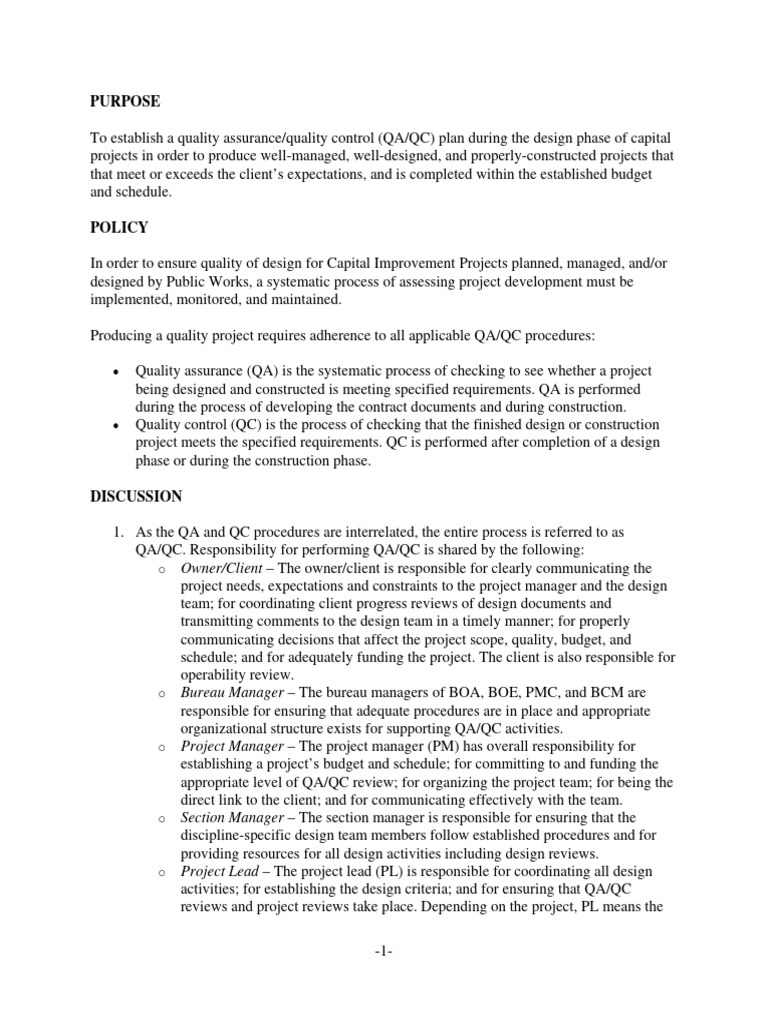 10-5-1 QAQC Plan with Forms | PDF | Quality Assurance | Architect