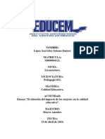 Calidad Educativa. Johana Edmiret Lopez Saavedra. Pedagogia 821