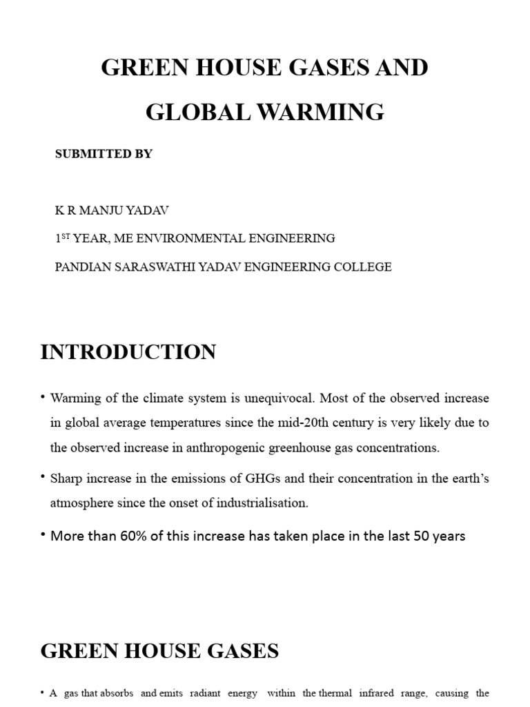 Green House Gases and Global Warming | PDF | Greenhouse Gas | Climate ...