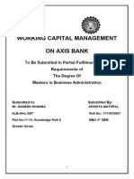 Working Capital Management On Axis Bank