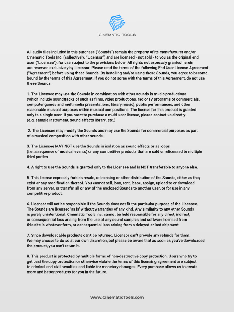 Audio License Agreement for Sounds | PDF