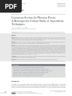 Caesarean Section For Placenta Previa A Retrospective Cohort Study of Anaesthesia Techniques