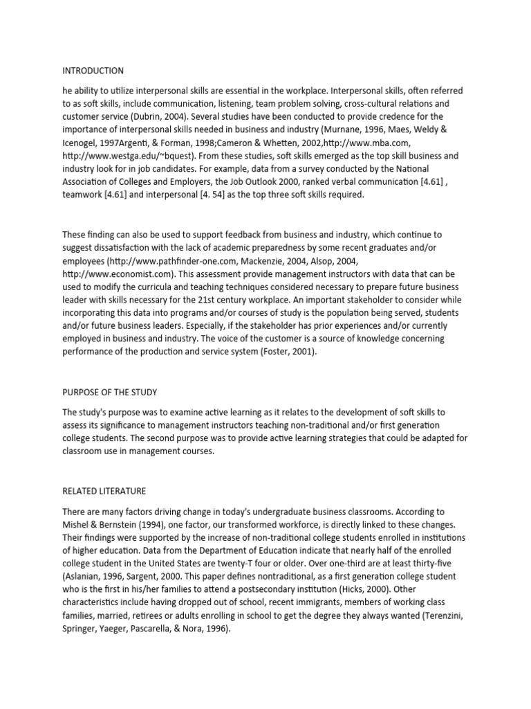 Integrating soft skills through active learning in the management