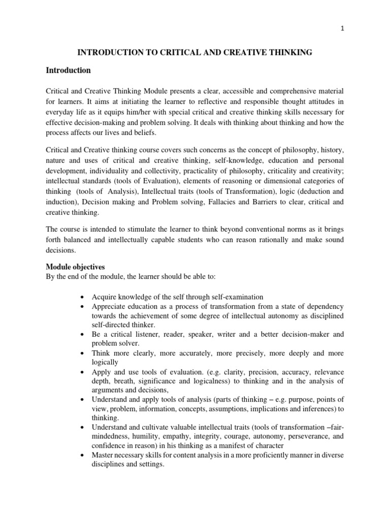 Introduction to Critical Thinking Skills | PDF | Argument | Deductive ...