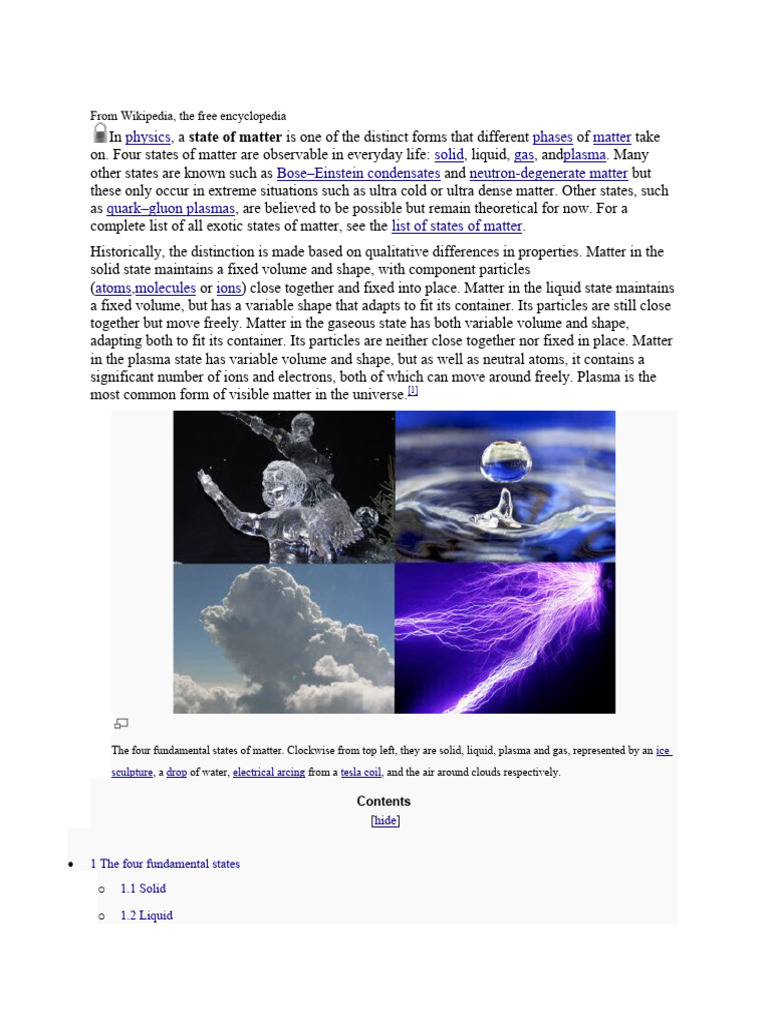 States Of Matter Pdf Matter Gases