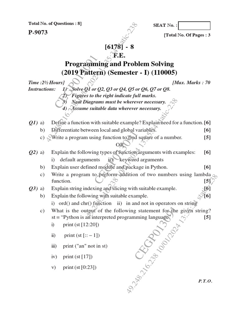Sppu engineering questions paper | PDF | Computing | Programming Paradigms