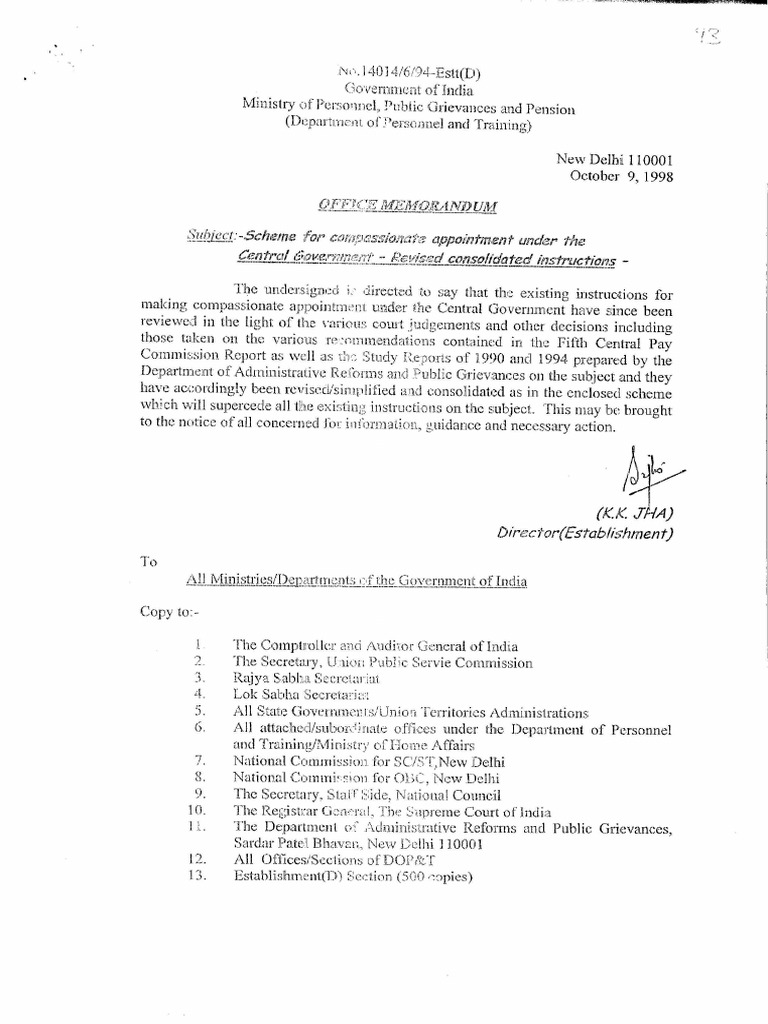 Compassionate Appointment Guidelines | PDF | Employment | Economies