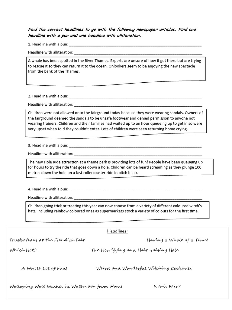 Headlines With Puns and Alliteration | PDF
