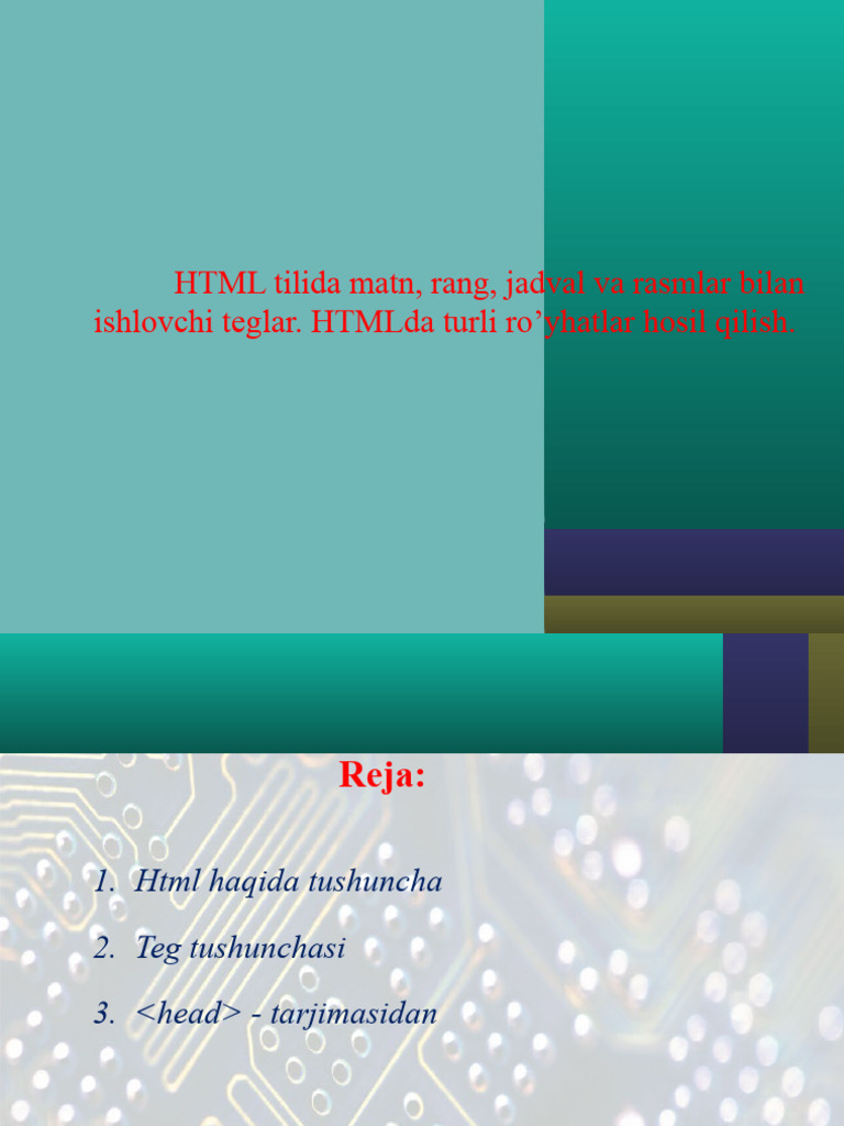 html o'zbek tilida
