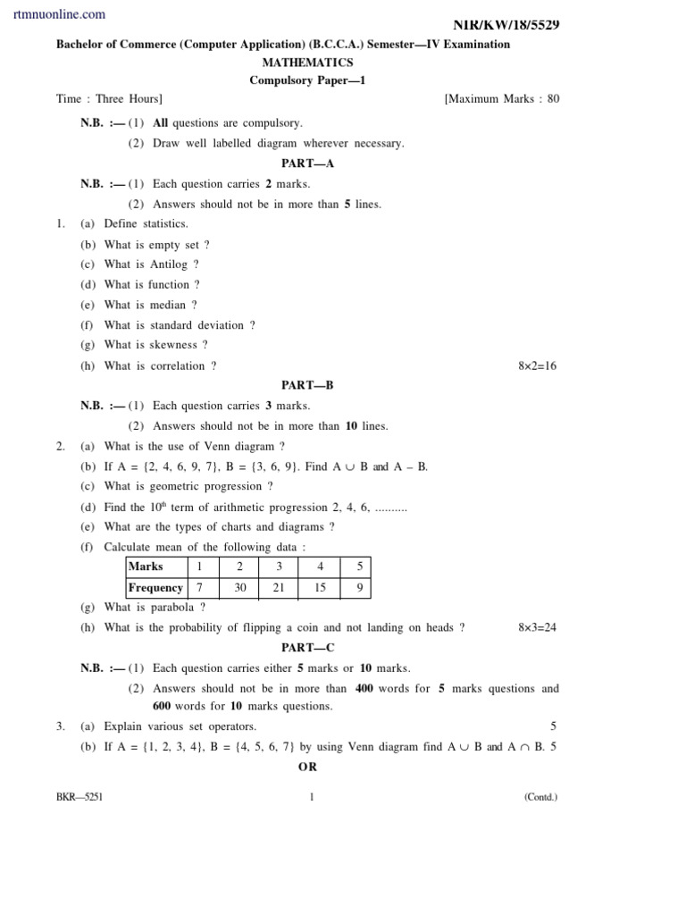 Bcca 4 Sem Mathematics Winter 2018 | PDF | Mathematics