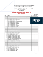 Office of The Chairman, Nursing Counseling Board 2023,: Tentative Vacant Seat Matrix (Round 2) (B.SC Nursing)