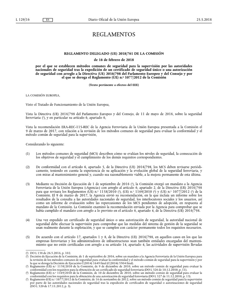9 reglamento ue 2018 761 mcs supervisi n aesf certificados