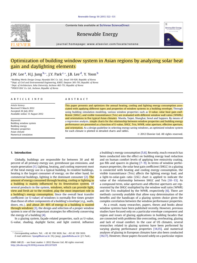 Optimization Of Building Window System In Asian Regions By Analyzing