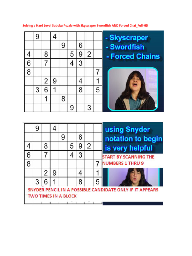 Swordfish Technique in Sudoku Solving | PDF | Language Arts & Discipline