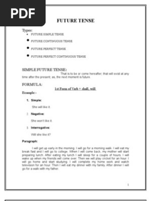 Future Tense Grammatical Tense Perfect Grammar