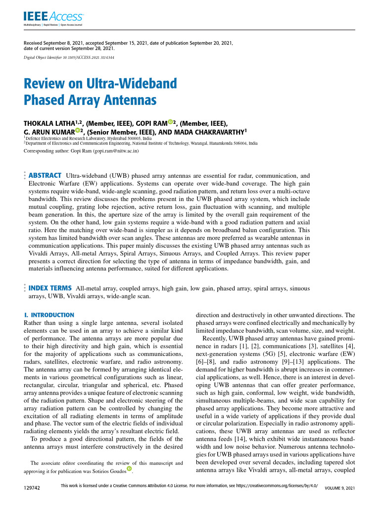 Review of UWB Phased Array Antennas | PDF | Antenna (Radio) | Radio ...