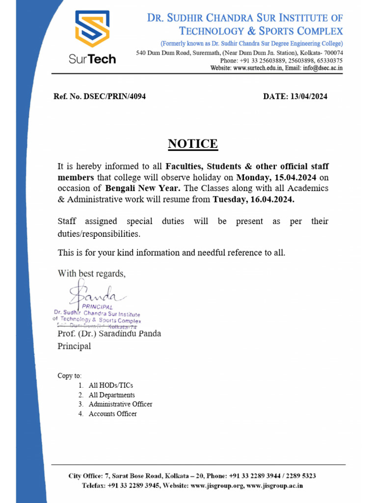 Notice Bengali New Year 13.04.2024 PDF