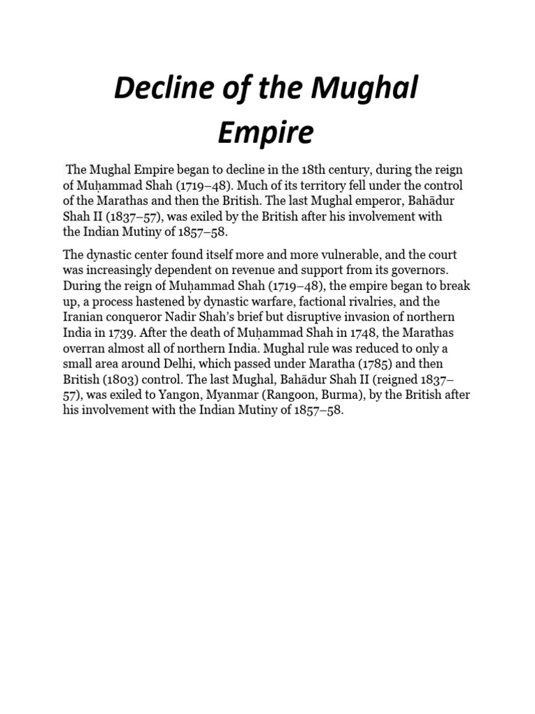 Decline of The Mughal Empire | PDF | British India