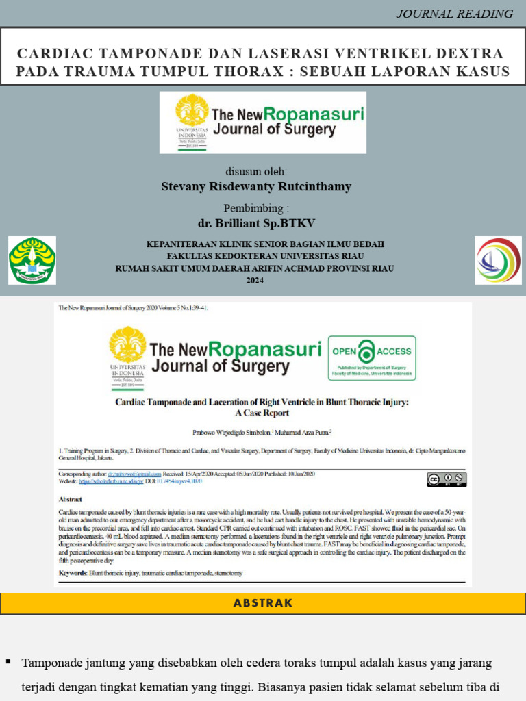 Jurding Cardiac Tamponade Pada Trauma Tumpul Thorax | PDF | Sains ...