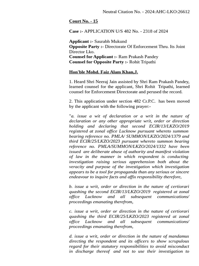 saurabh-mukund-vs-directorate-of-enforcement-thru-its-joint-director