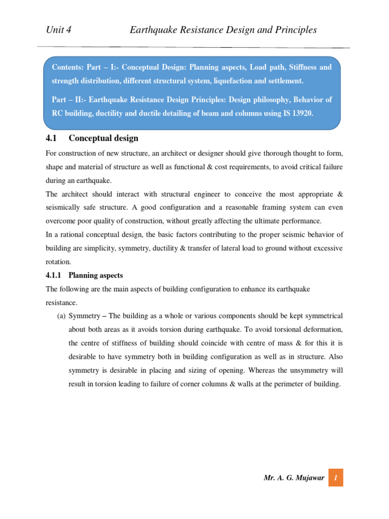 Picture of Unit 6 Earthquake Resistant Design and Principles | PDF | Strength Of ...