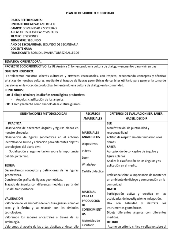 Plan de Clase Primero | PDF