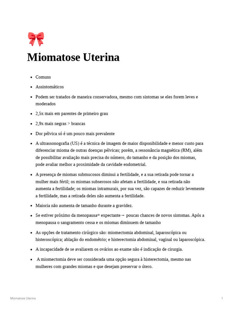 Miomatose Uterina | PDF | Estrogênio | Medicina Clínica