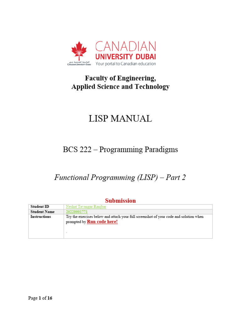 Functional - Programming - LISP - Part 2 | PDF | Parameter (Computer ...